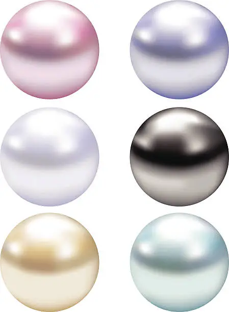 Vector illustration of Vector collection of color pearls isolated on white
