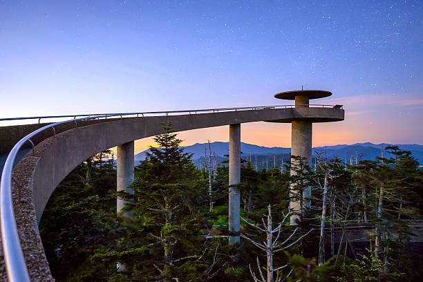 Clingman's Dome Clingman's Dome mountaintop observatory in the Great Smoky Mountains, Tennessee, USA. great smoky mountains national park stock pictures, royalty-free photos & images