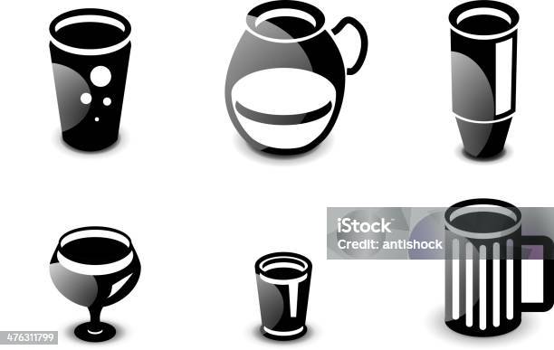 Глянцевый Напитки И Напитки Вектор Икона Set — стоковая векторная графика и другие изображения на тему Алкоголь - напиток - Алкоголь - напиток, Без людей, Белый