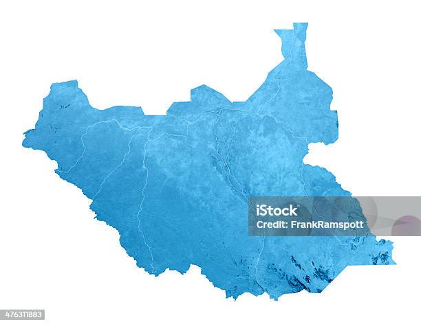 Sud Sudan Mappa Topografica Isolato - Fotografie stock e altre immagini di Africa - Africa, Africa orientale, Blu