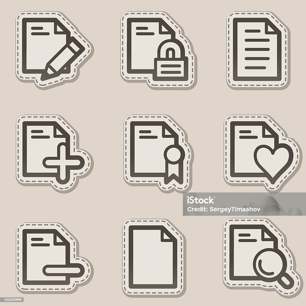 Document web icônes set 2, brown contour AUTOCOLLANT DE N ° DE SÉRIE - clipart vectoriel de Blanc libre de droits