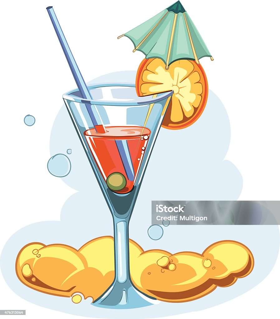 summer cocktail vector icon with summer cocktail. Isolate on white background 2015 stock vector