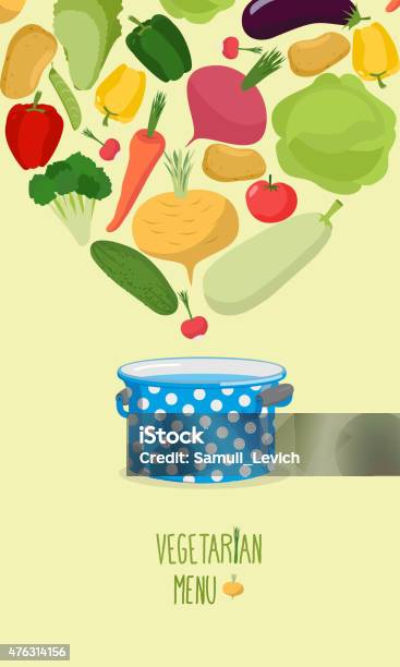Vegetarian Menu Cook Vegetables In The Pan Vegetables Come Cra Stock Illustration - Download Image Now