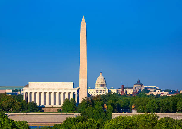monumento de washington capitólio e memorial de lincoln - monumento imagens e fotografias de stock