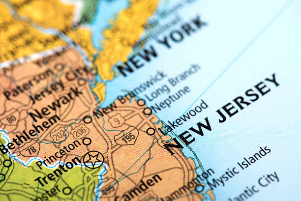 State of New Jersey State State of New Jersey State, USA. Detail from the World Map. international border photos stock pictures, royalty-free photos & images