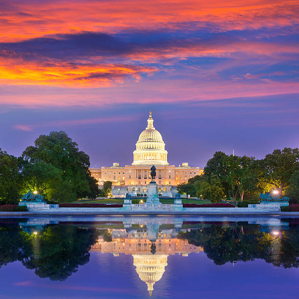 capitol tramonto washington dc congresso - washington dc immagine foto e immagini stock