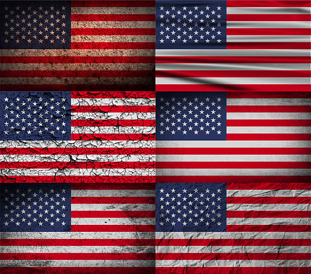 istock Set of six flags six flags USA with old texture. 476320946