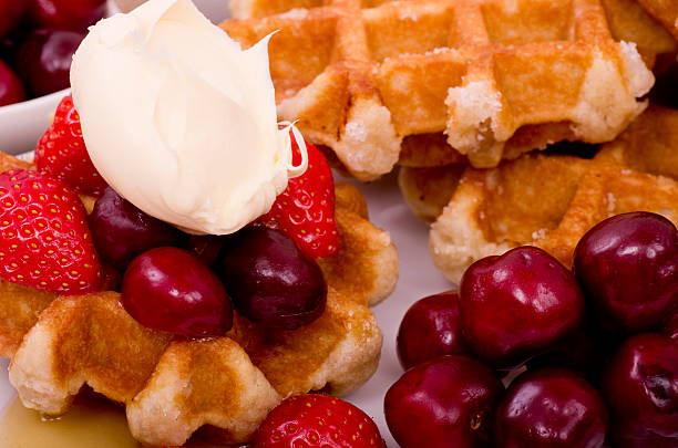 istock Belgian Waffles,  Summer Fruit and Drizzled Maple Syrup 476323674