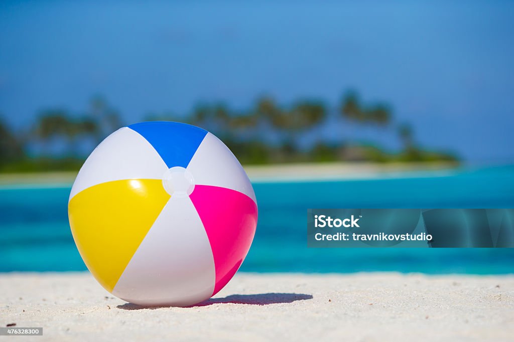 Air ball at beach with turquoise sea and blue sky Air ball at white beach with a turquoise sea and blue sky Beach Ball Stock Photo