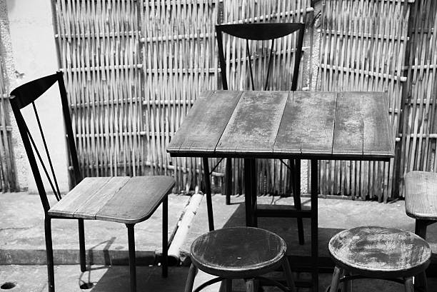 istock retro  wooden chair and table 476330592