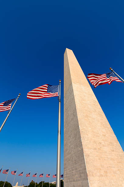 istock Washington Monument and american flags 476331528