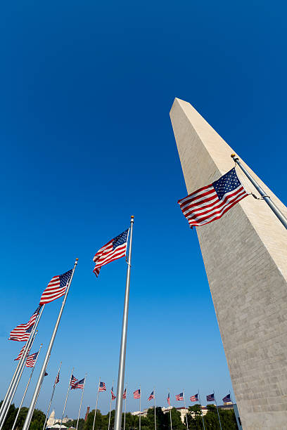 istock Washington Monument and american flags 476332222