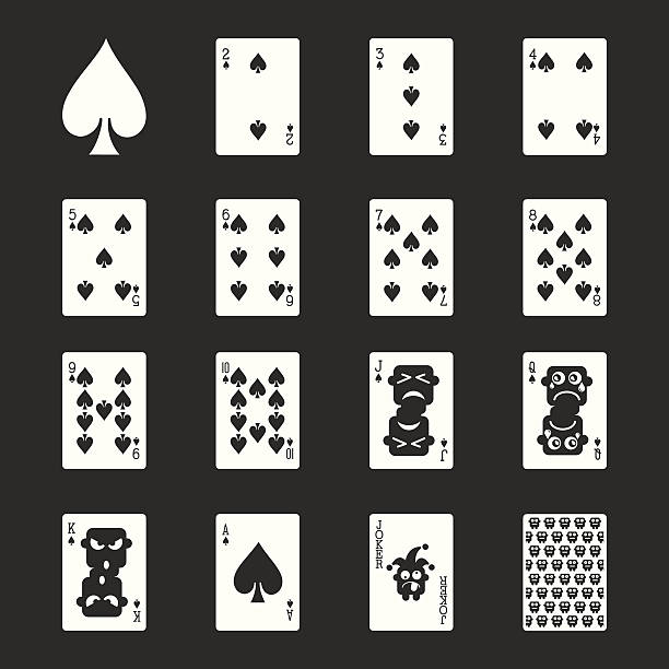 Spade Suit Playing Card Icons - White Series | EPS10 Spade Suit Playing Card Icons White Series Vector EPS10 File. clip art of number nine stock illustrations