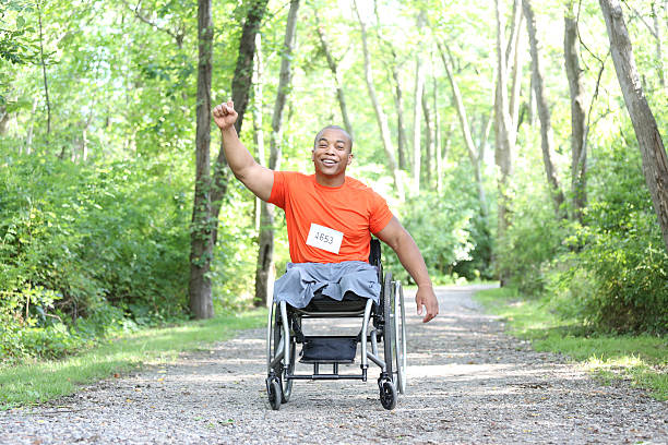 maratón - physical impairment athlete sports race wheelchair fotografías e imágenes de stock