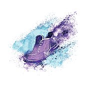 istock Sneaker Splash Paint Shoes Run Concept Vector 476348546