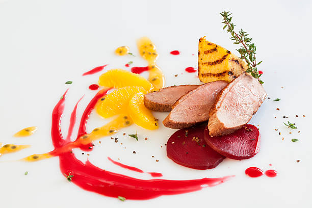 Duck Breast with fruits stock photo
