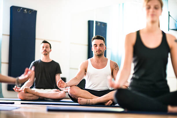 Yoga class on the gym 