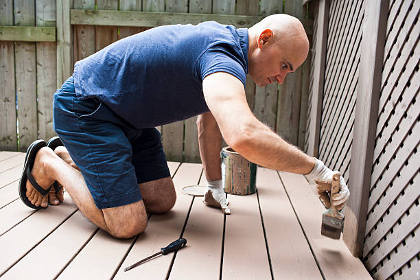 Painting the deck stock photo