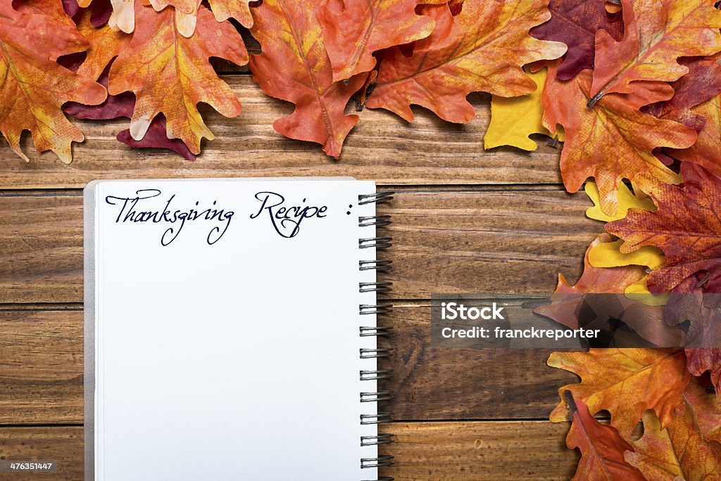 Thanksgiving receita no Outono folhas fundo - Royalty-free Abstrato Foto de stock