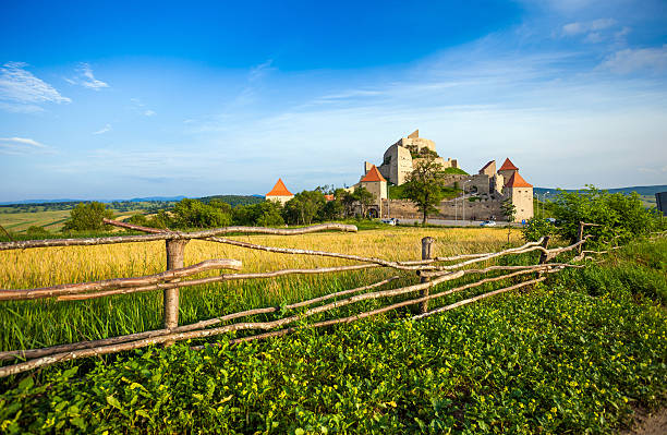 Old medieval fortress from Rupea village stock photo