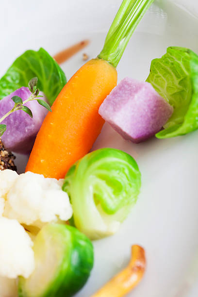 Mixed vegetables on a plate stock photo