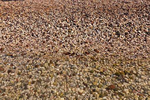   sea pebbles at the beach. Filmed close-ups.
