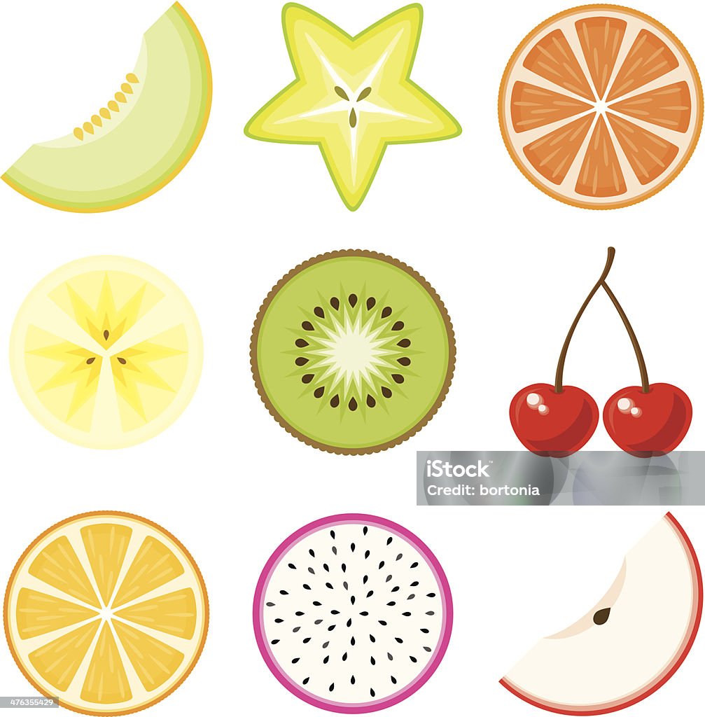 Ensemble d'icônes de Fruits - clipart vectoriel de Aliment en portion libre de droits