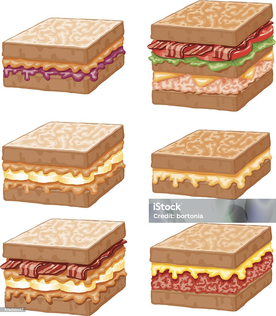 Sandwich-Icon-Set - Lizenzfrei Erdnussbutter Vektorgrafik