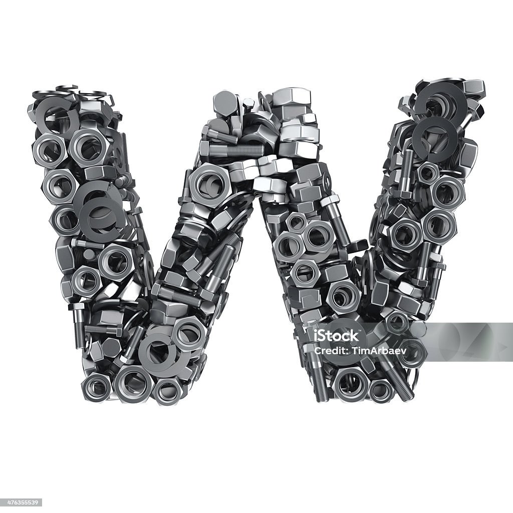 Fasteners W Big letter W made from metal fasteners Alphabet Stock Photo