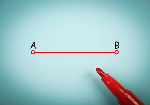 Point a to point b Point a to point b concept is on blue paper with a red marker aside. letter b stock pictures, royalty-free photos & images