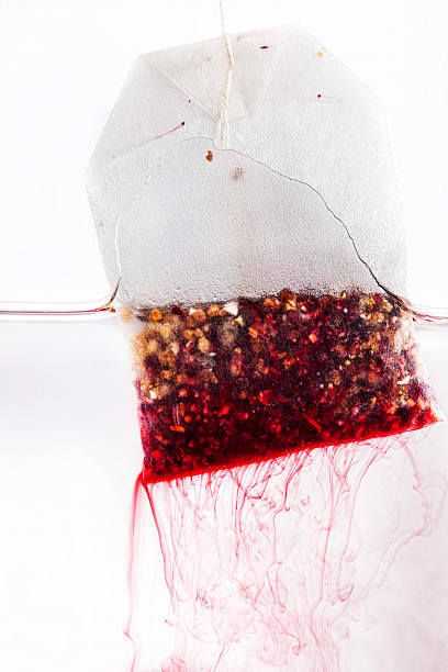 Close up of Teabag in cup stock photo