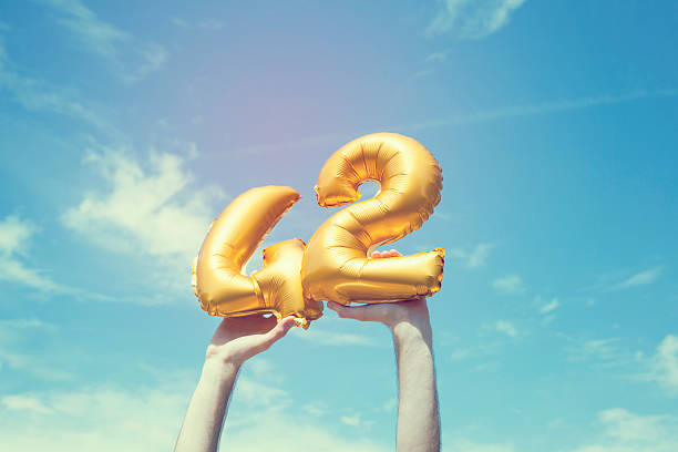 istock Gold number 42 balloon 476359424