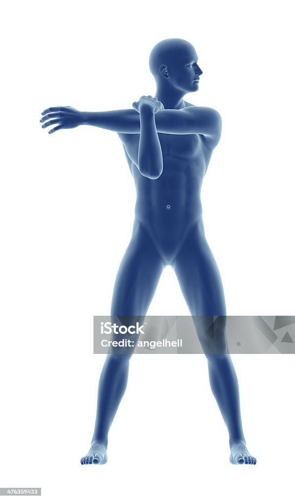 Serie di esercizi di stretching: Allungamento delle braccia e spalle - Foto stock royalty-free di Anatomia umana