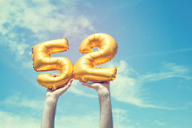 Gold number 52 balloon