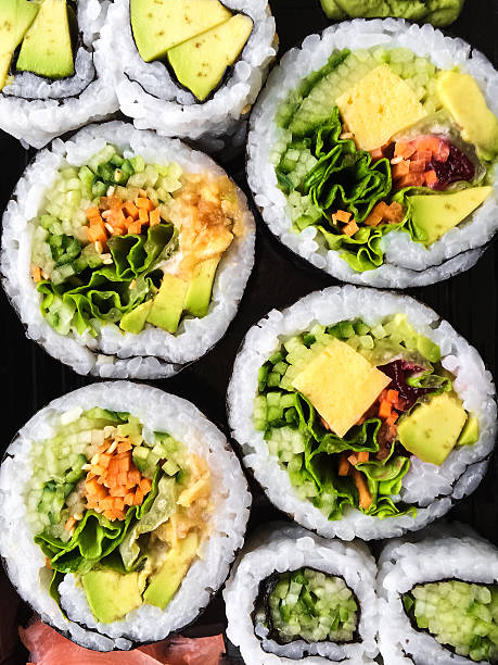 istock Vegetarian sushi on dark background 476359572