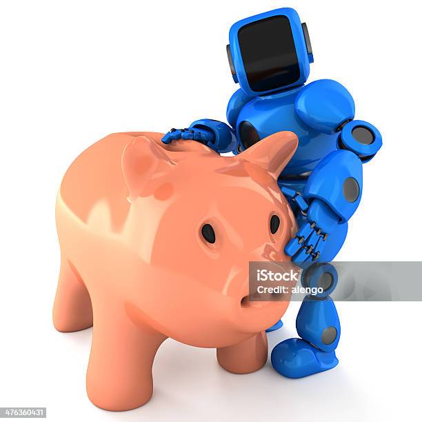 Photo libre de droit de Robot Avec Moneybox banque d'images et plus d'images libres de droit de Abstrait - Abstrait, Adulte, Affaires