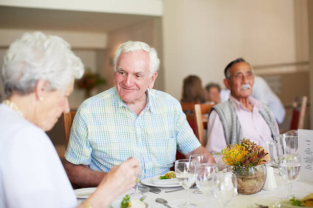 Bonding with his fellow retirees
