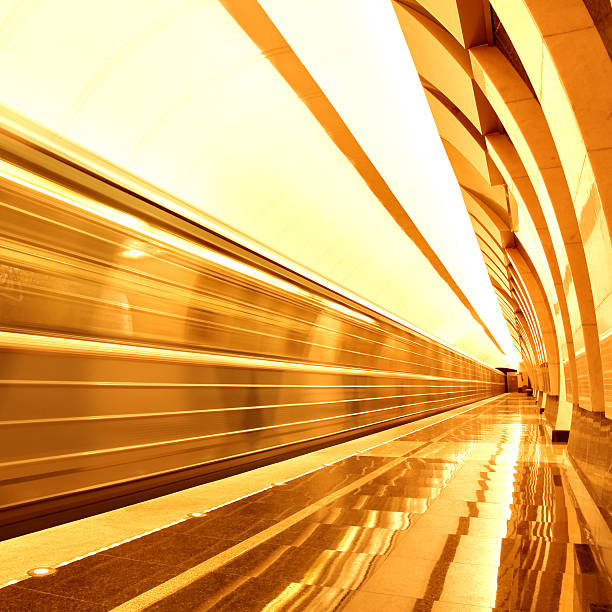 istock golden way of moving train in motion 476362217