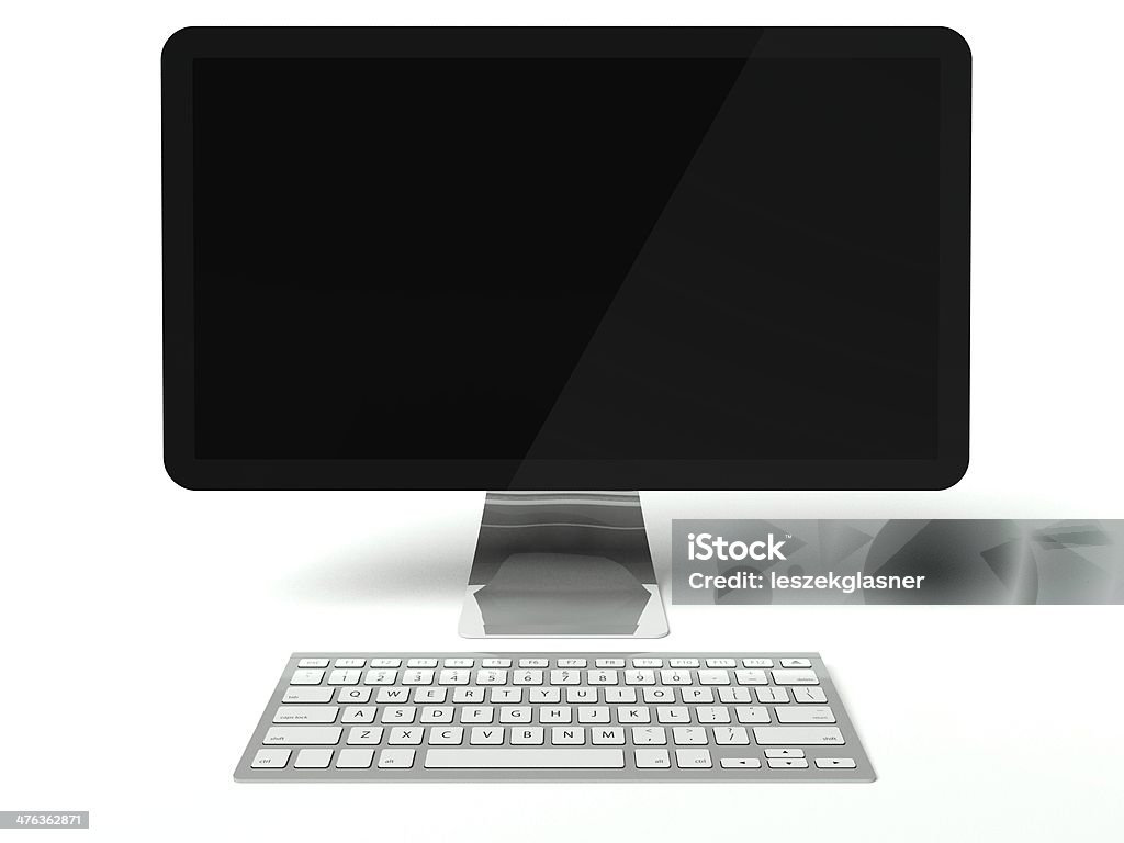Computer Screen And Computer Keyboard Desktop Computer Screen Wireless Keyboard Stock Photo - Download Image ...