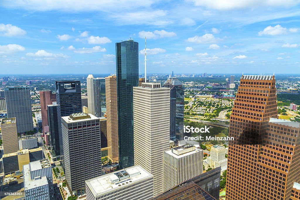 Vue aérienne de bâtiments modernes dans le centre-ville de Houston - Photo de Horizon urbain libre de droits