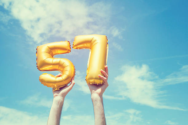 istock Gold number 57 balloon 476365434