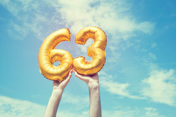 istock Gold number 63 balloon 476365730