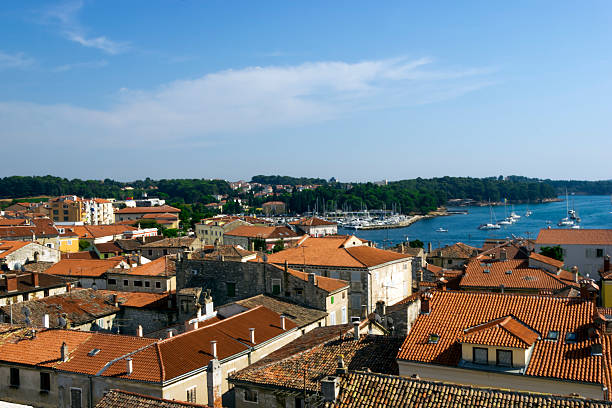 istock Panoramic view of down town Porec from the basilica tower 476367057
