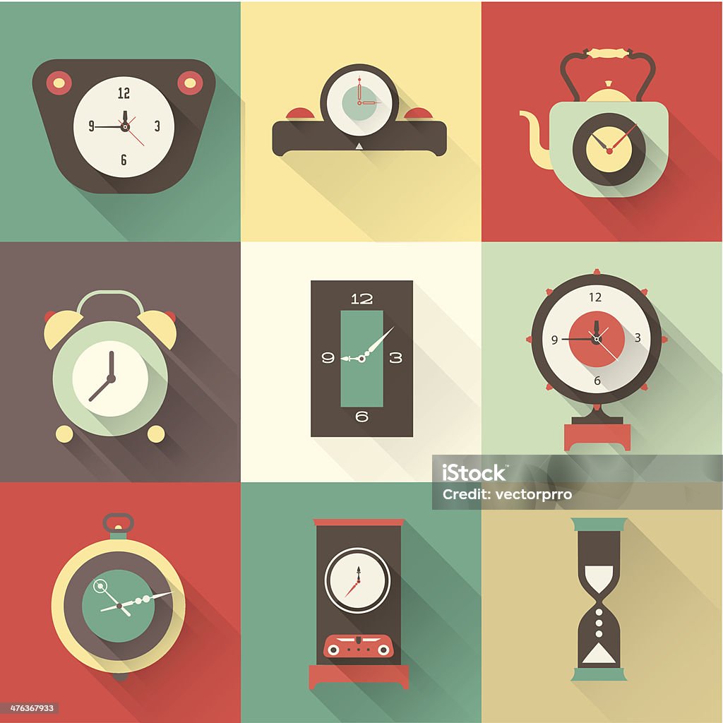 Vector conjunto de iconos de reloj - arte vectorial de Aguja de Reloj libre de derechos