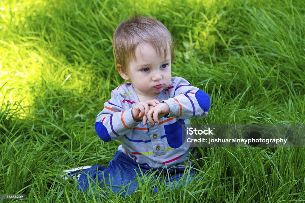 Jungen spielen im Gras - Lizenzfrei 12-17 Monate Stock-Foto