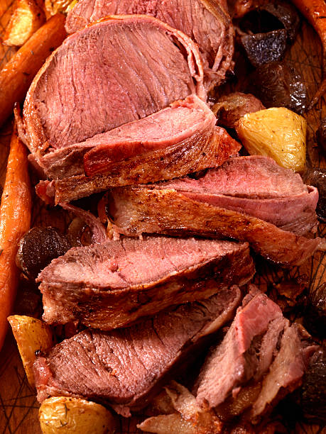 istock Bacon Wrapped Roast Beef Dinner with Potatoes and Carrots 476368552
