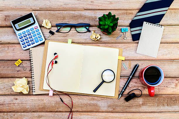 istock office supply and Cup of coffee on desk, Workplace 476369008