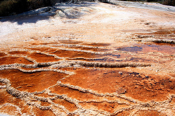 Mineral Deposits At Hot Spring stock photo