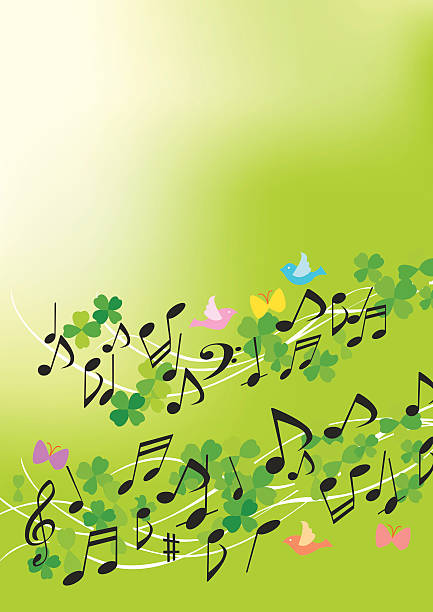 zabawa uwagi na zielonym tle - sheet music musical note music pattern stock illustrations