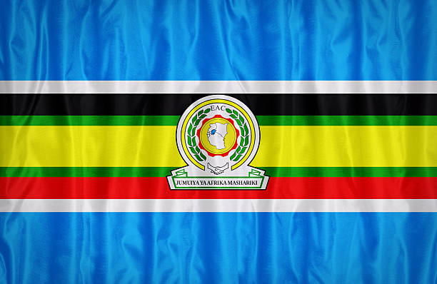 istock East African Community flag pattern on the fabric texture ,vinta 476369706